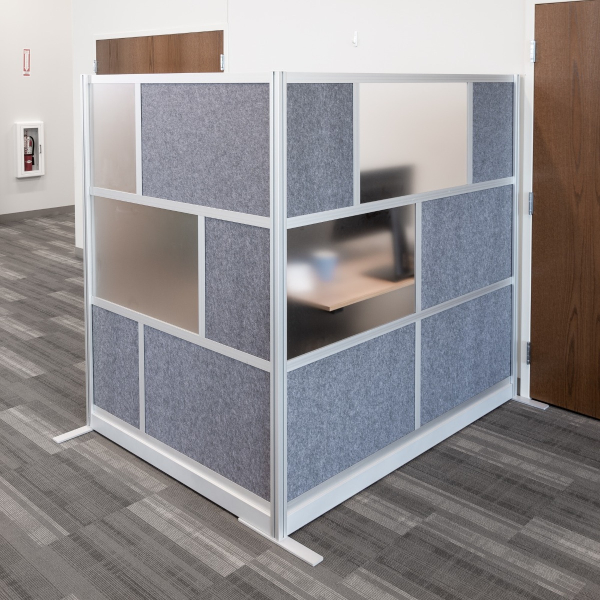 Luxor Modular Room Divider - 70in. x 70in., Aluminum, Sound-Absorbent, Frosted Acrylic, Model# MW-7070-XFCG